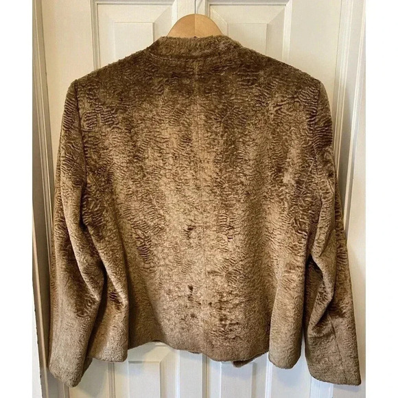 Oscar By Oscar De La Renta Womens Crushed Velvet Jacket Blazer Gold  Camel Sz 16 - Picture 10 of 17